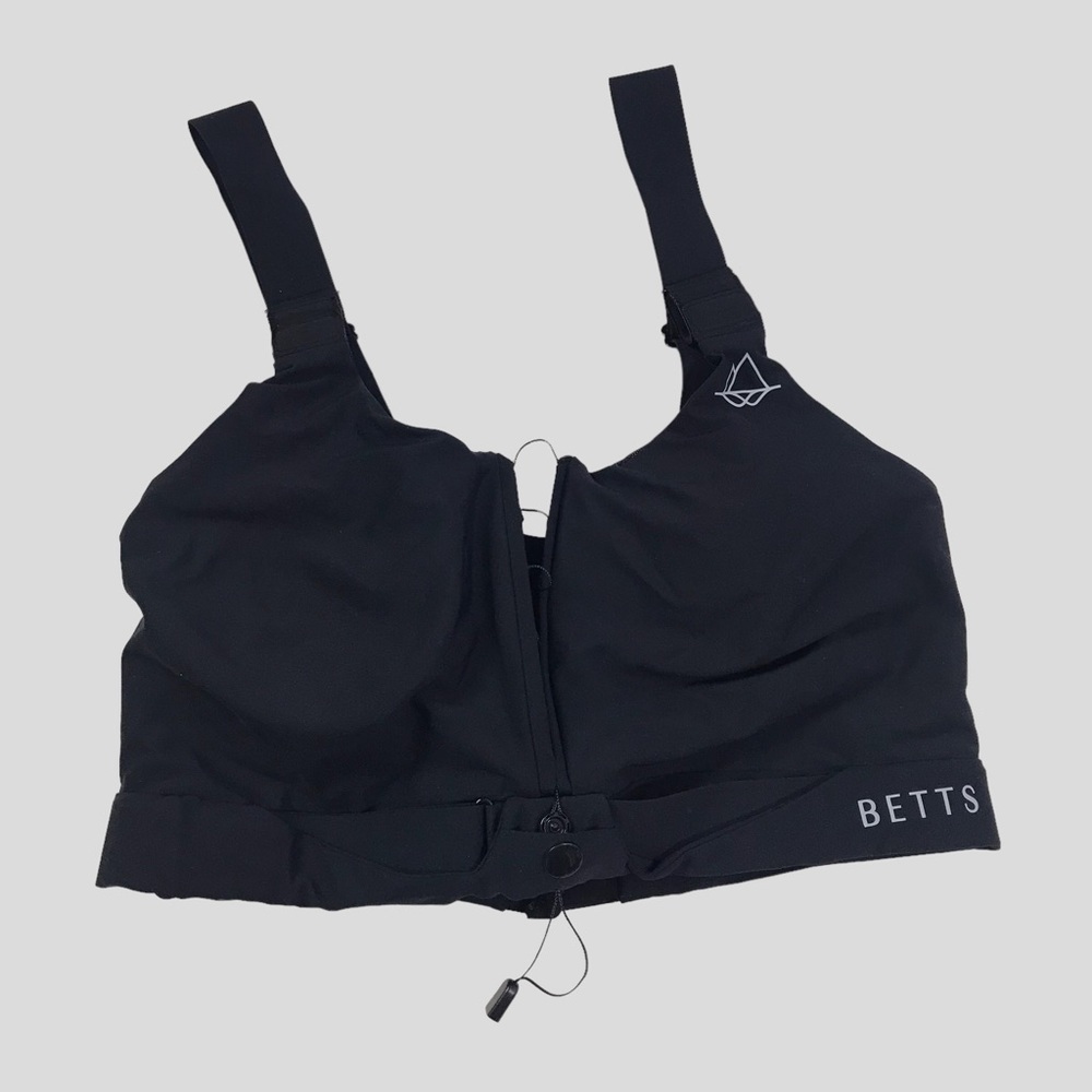 BETTS Black Front-Zip High-Support Sports Bra